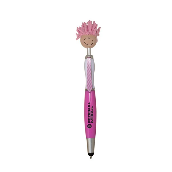 Multicultural Moptoppers® Screen Cleaner with Stylus Pen Pink