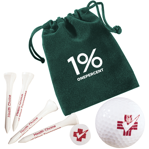 Golf Gift Set In Velour Bag Green