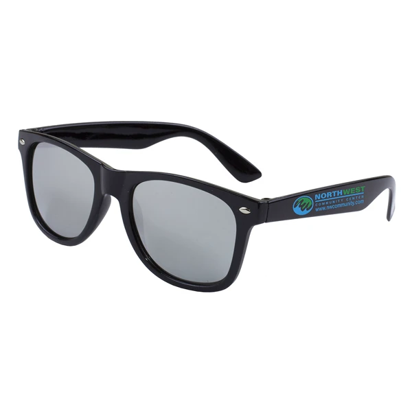 Clairemont Colored Mirror Tint Sunglasses with High Gloss Black