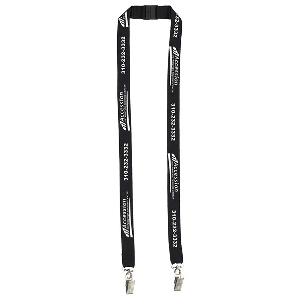 Dual Attachment Polyester Lanyard with Breakaway Safety Release Black