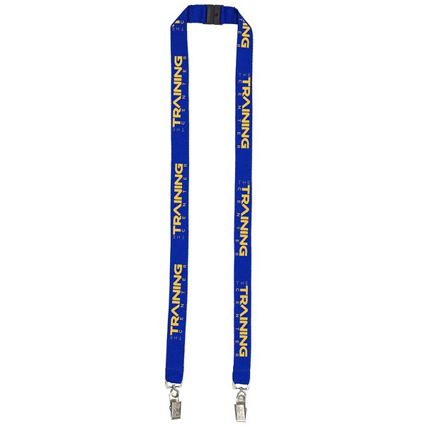 Dual Attachment Polyester Lanyard with Breakaway Safety Release Blue
