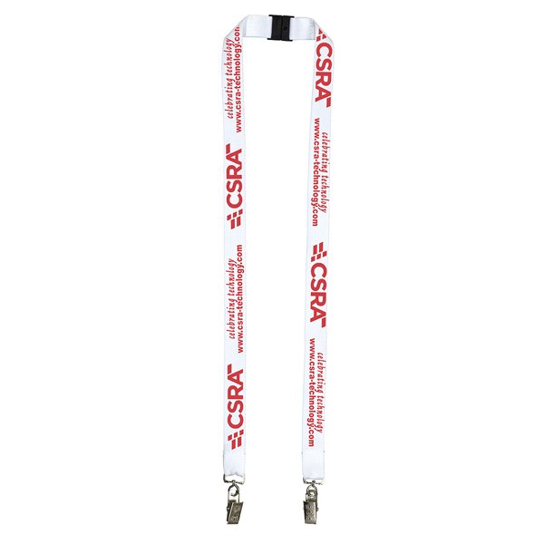 Dual Attachment Polyester Lanyard with Breakaway Safety Release White