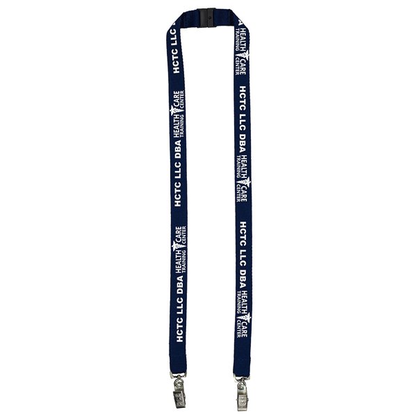 Dual Attachment Polyester Lanyard with Breakaway Safety Release Navy