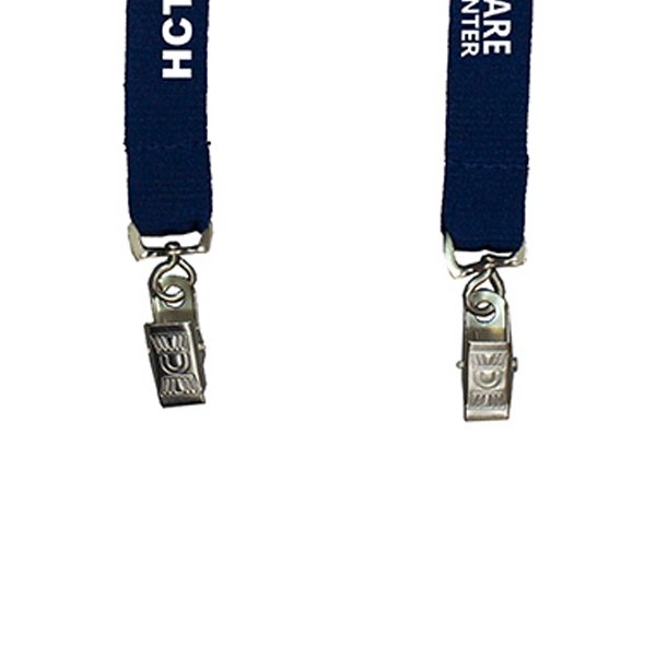 Dual Attachment Polyester Lanyard with Breakaway Safety Release Bulldog Clip