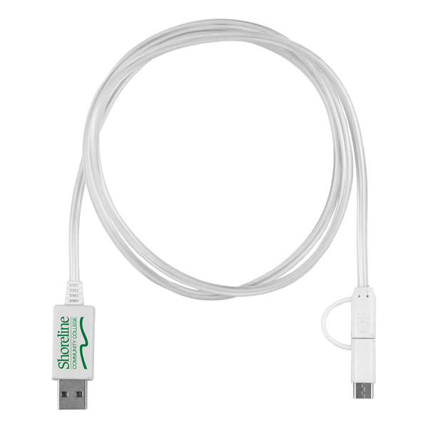 Payson 3-in-1 LED Cell Phone Charging Cable White