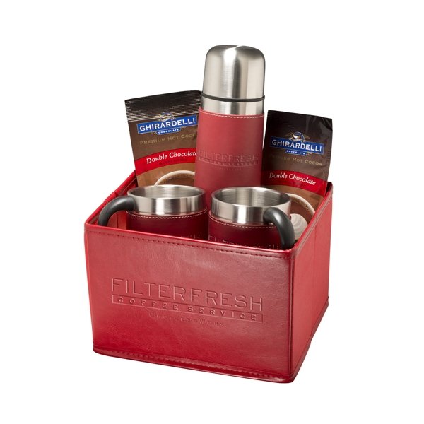 Logo Tuscany Thermal Bottle, Cups & Ghirardelli® Cocoa Set Red