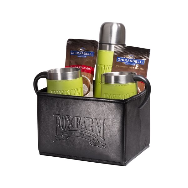 Logo Tuscany Thermal Bottle, Cups & Ghirardelli® Cocoa Set Black/Lime Green