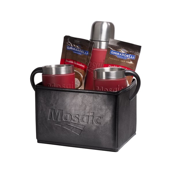 Logo Tuscany Thermal Bottle, Cups & Ghirardelli® Cocoa Set Black/Red