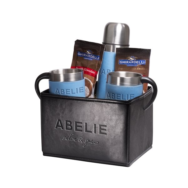 Logo Tuscany Thermal Bottle, Cups & Ghirardelli® Cocoa Set Black/Light Blue