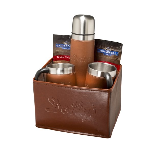Logo Tuscany Thermal Bottle, Cups & Ghirardelli® Cocoa Set Tan