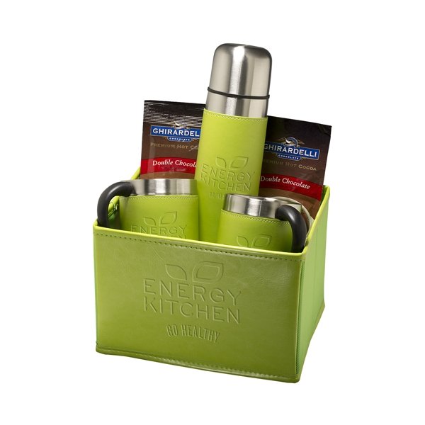 Logo Tuscany Thermal Bottle, Cups & Ghirardelli® Cocoa Set Lime