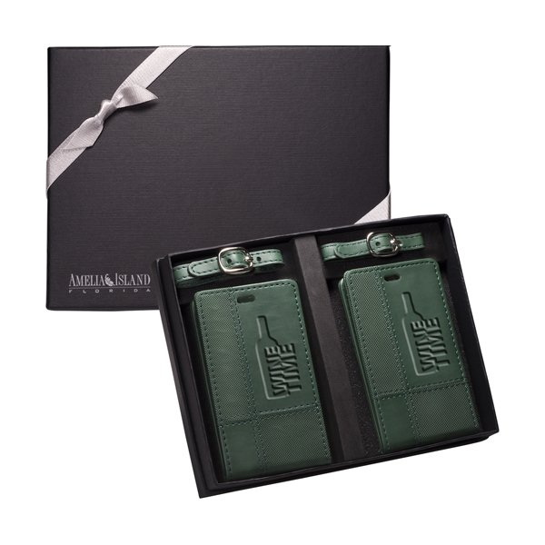 TuscanyTM Duo-Textured Luggage Tags Gift Set Green