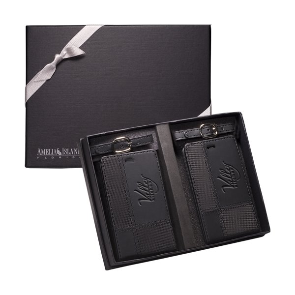 TuscanyTM Duo-Textured Luggage Tags Gift Set Black