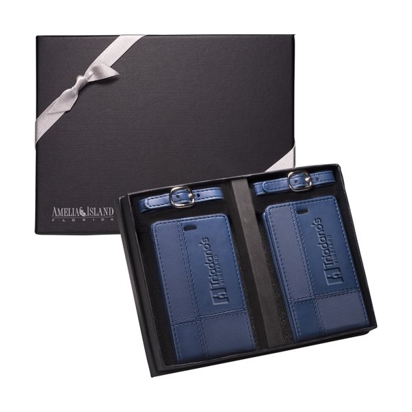 TuscanyTM Duo-Textured Luggage Tags Gift Set Navy