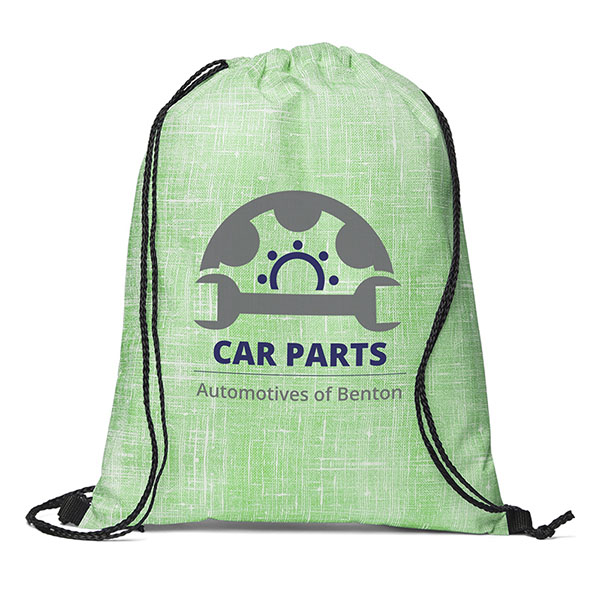 Custom Denim Pattern Non-Woven Drawstring Backpack  Green