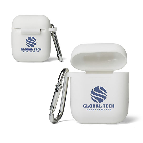 Silicone Earbud Case with Carabiner White