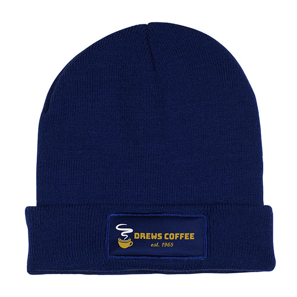 Knit Beanie with Patch  Navy
