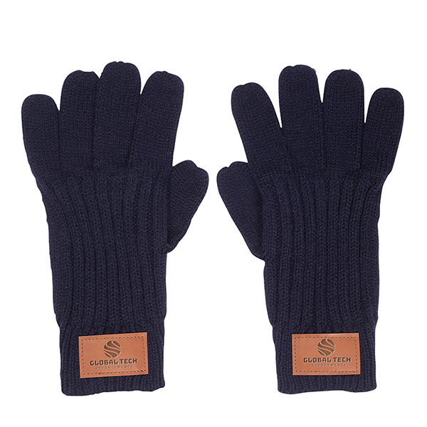 Leeman Rib Knit Gloves Navy
