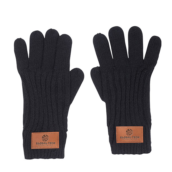 Leeman Rib Knit Gloves Black