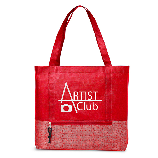 Hexagon Pattern Non-Woven Tote Red