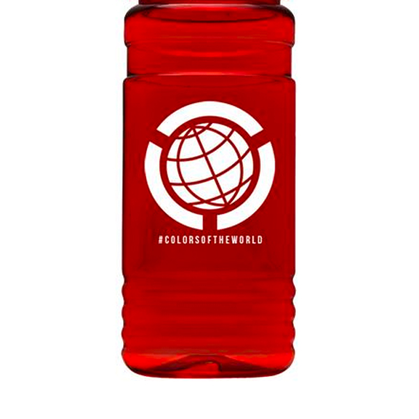 UpCycle RPET Bottle Drink-Thru Lid-20 Oz.  Translucent Red