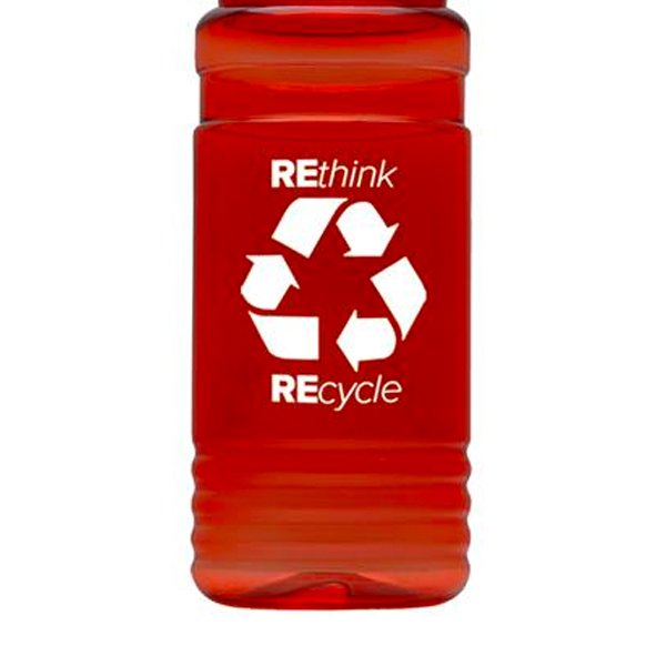 UpCycle RPET Bottle Pop Up Sip Lid-20 Oz. Translucent Red