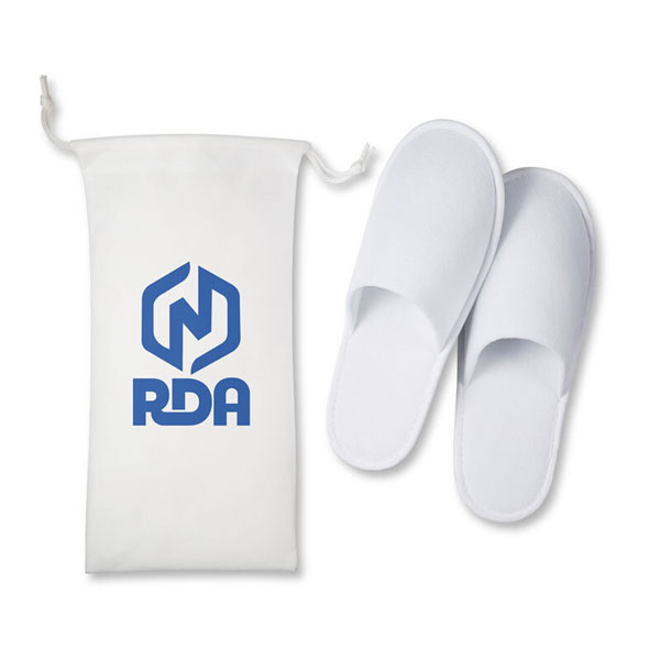 Travel Slippers in Pouch  White