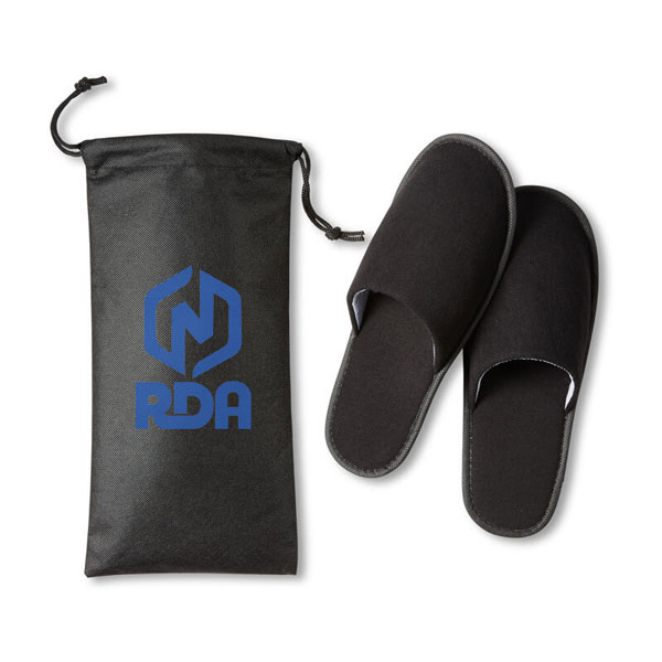 Travel Slippers in Pouch  Black