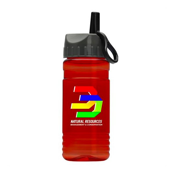 RPET Bottle Ring with Straw Lid - Digital Imprint Translucent Red