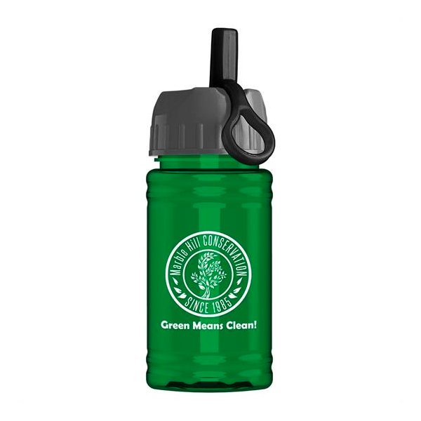 UpCycle RPet Sports Bottle with Ring Straw Lid -16 Oz. Translucent Green