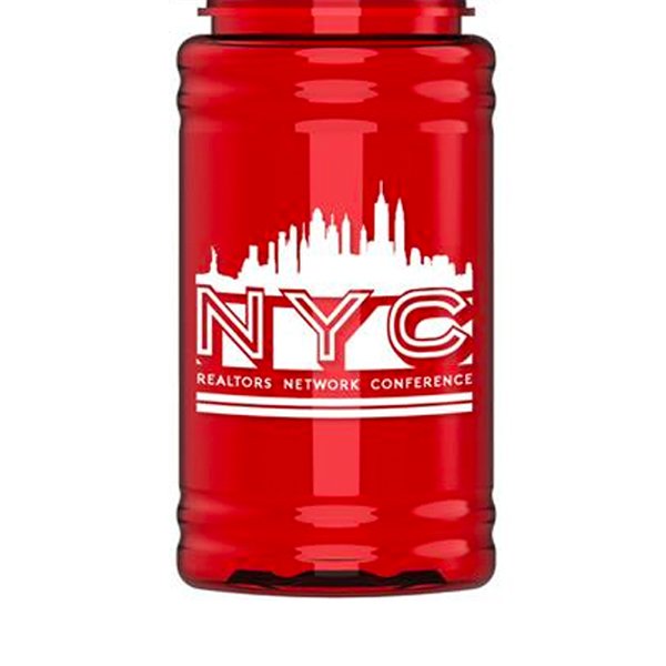 UpCycle RPet Sports Bottle with Pop-Up Sip Lid-16 Oz.  Translucent Red