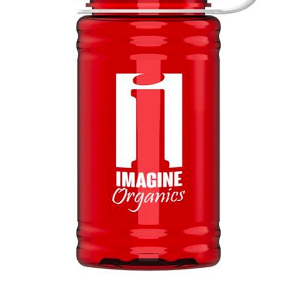 UpCycle RPet Sports Bottle with Tethered Lid -16 Oz. Translucent Red