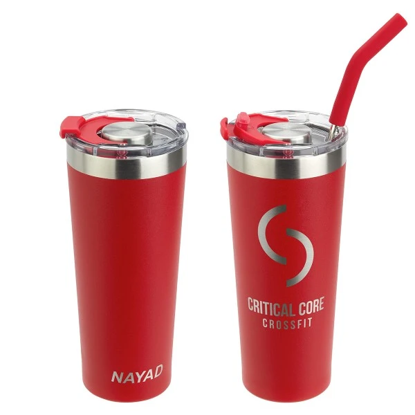 22 oz. Nayad Trouper Stainless Steel Tumbler with Straw Red