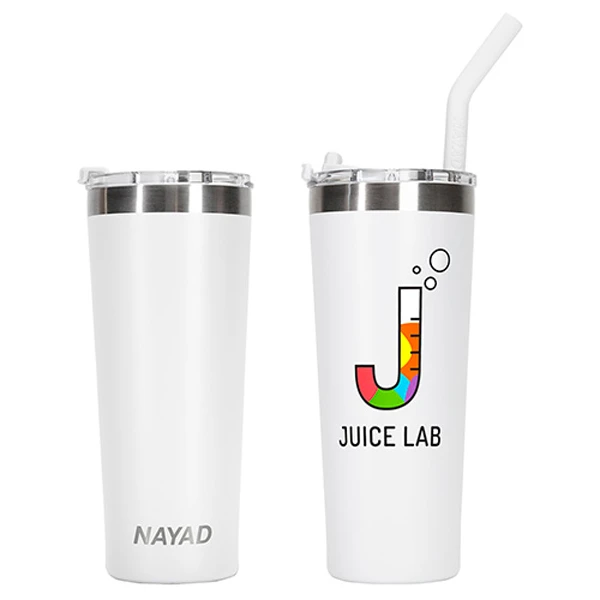 22 oz. Nayad Trouper Stainless Steel Tumbler with Straw White