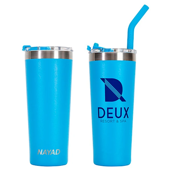22 oz. Nayad Trouper Stainless Steel Tumbler with Straw Blue