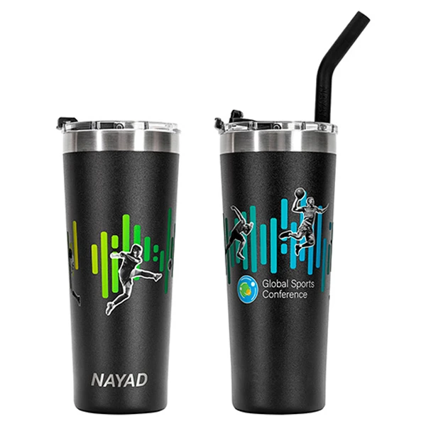 22 oz. Nayad Trouper Stainless Steel Tumbler with Straw Black