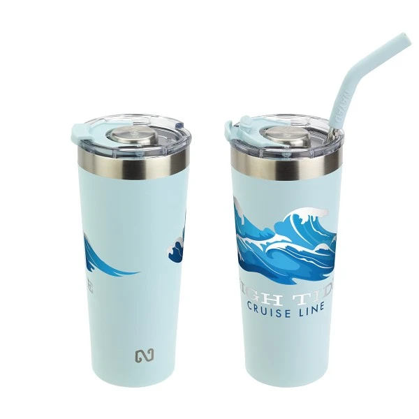 22 oz. Nayad Trouper Stainless Steel Tumbler with Straw Seafoam