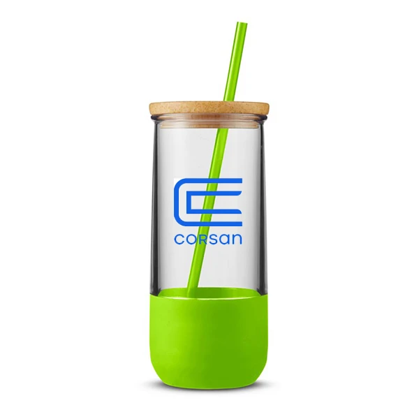 Straw Tumbler with Silicone Grip Lime