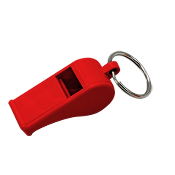 Plastic Whistle Key Chain Red
