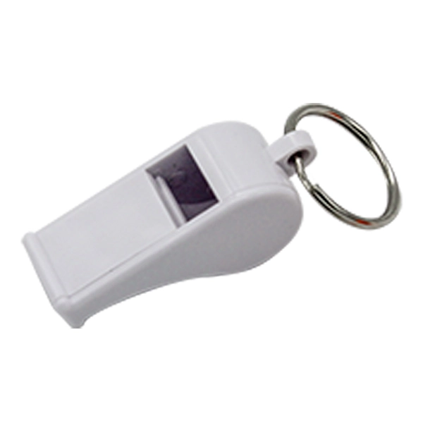 Plastic Whistle Key Chain Silver