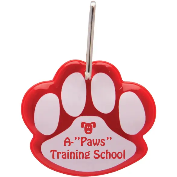 Paw Shaped Reflective Collar Tag Red