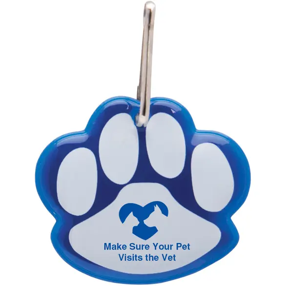 Paw Shaped Reflective Collar Tag Blue