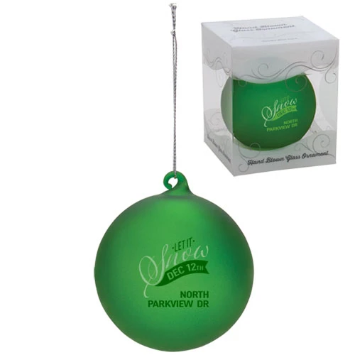 Custom Hand Blown Glass Ornament Frosted Green