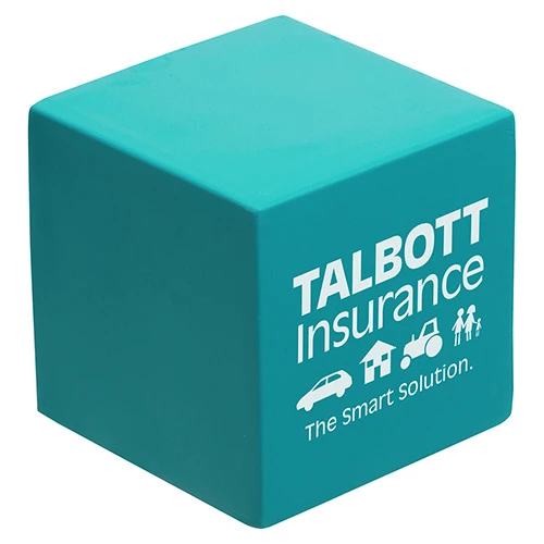 Cube Stress Reliever with Four Color Imprint Teal