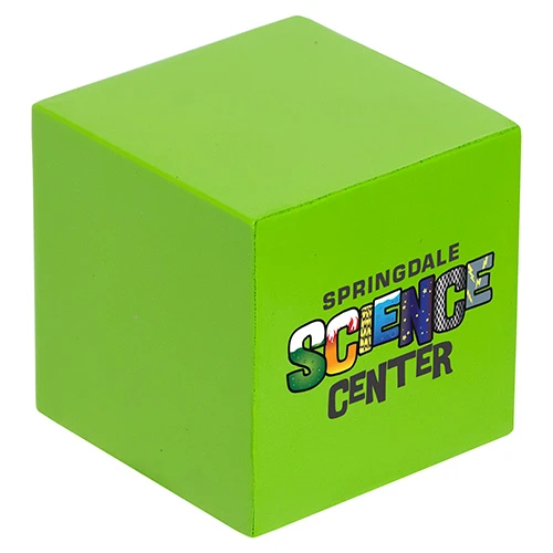 Cube Shape Stress Ball- Pad Print Lime Green