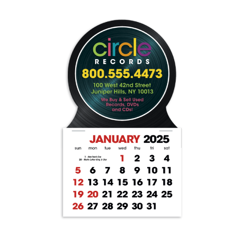 Personalized Stick Up Calendar-(2024) Rectangle with Circle at Top Center