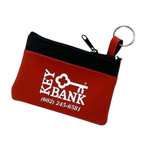 Coin & Key Zippered Pouch Red