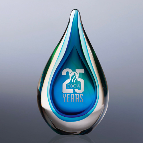 Fusion Art Glass Award Blue