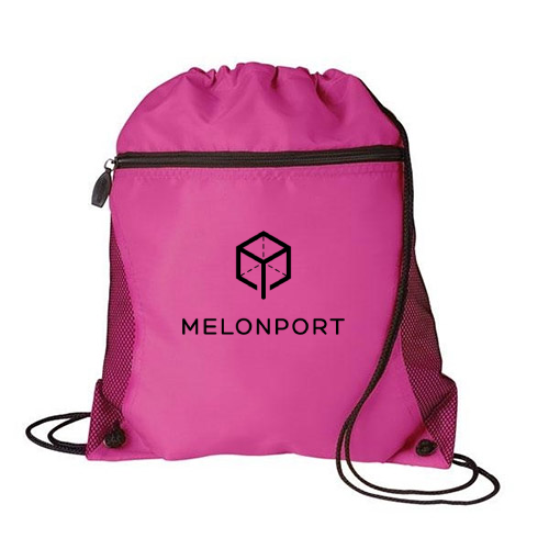 Mesh Pocket Drawcord Sport Pack Backpack Neon Pink