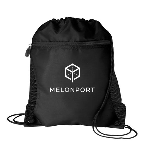 Mesh Pocket Drawcord Sport Pack Backpack Black